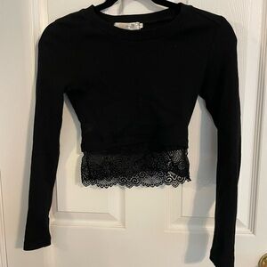 Princess House Black Lace Crop Blouse